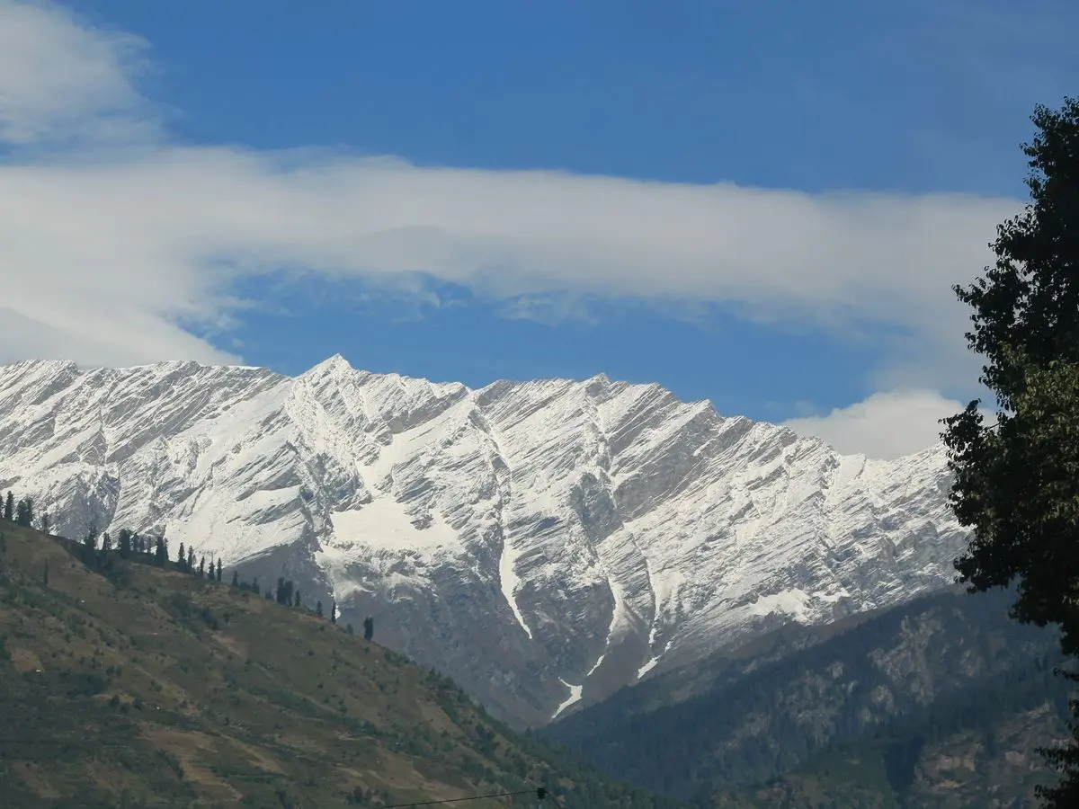 Manali views of snow clad mountains