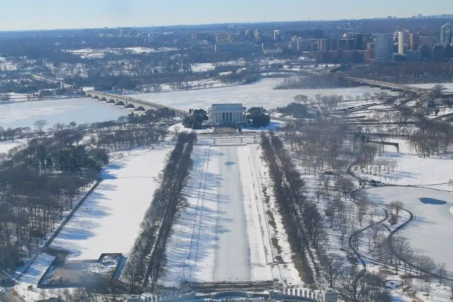 Washington DC in winter from Washington Monument