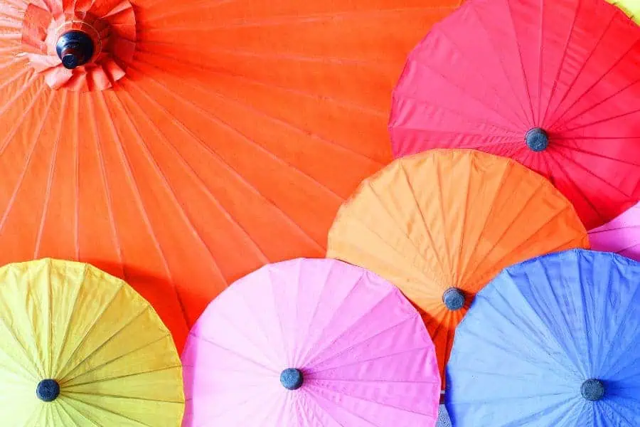 colorful traditional umbrellas bamboo bo sang chiang mai thailand