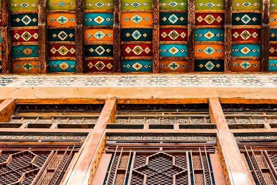 details facade summer palace sheki khans sheki xan sarayi azerbaijan
