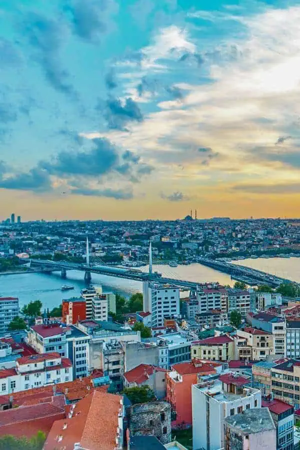 evening sunset view from galata tower