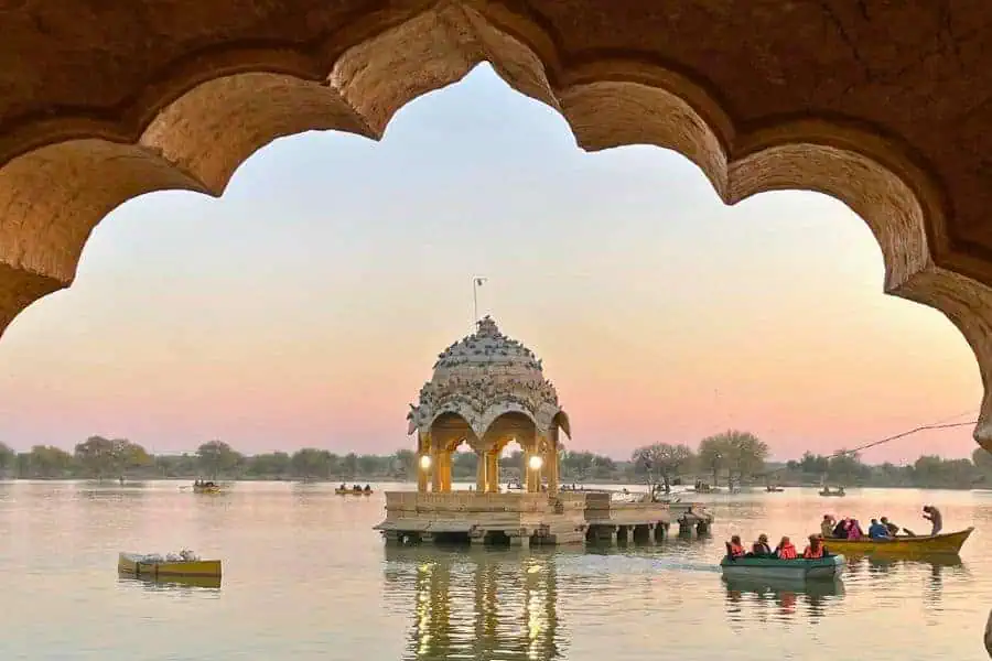 gadisar lake during sunset