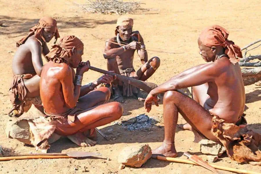 himba tribal men ovahimba living museum namibia