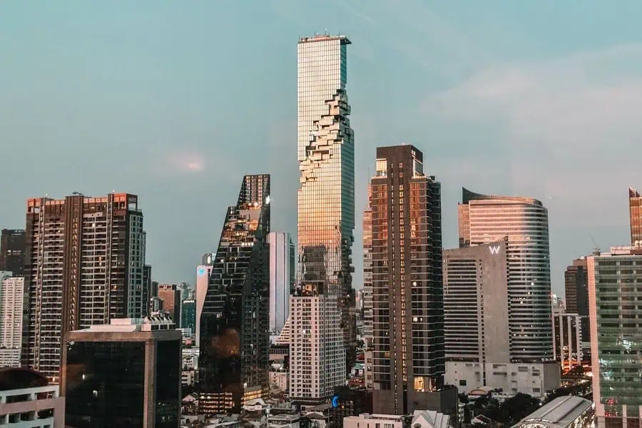 the unique king power mahanakhon building in silom-sathorn neighborhood of bangkok
