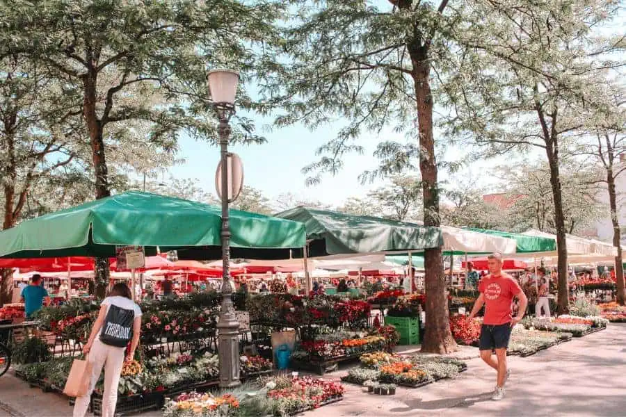 stalls selling local produce at main central market in ljubljana slovenia