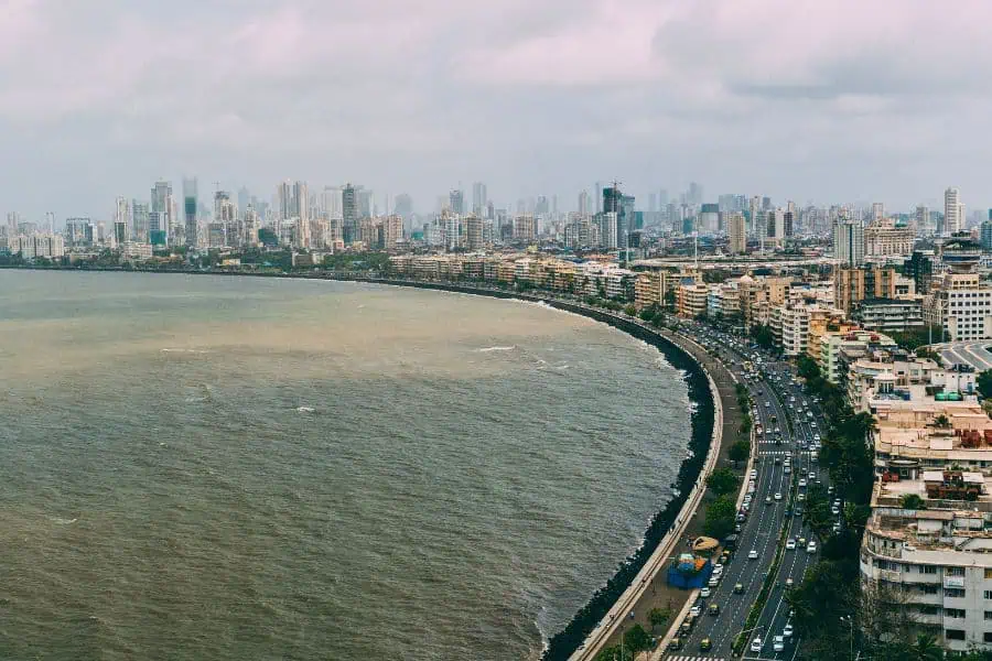 mumbai skyline and marine drive coastline along the arabian sea