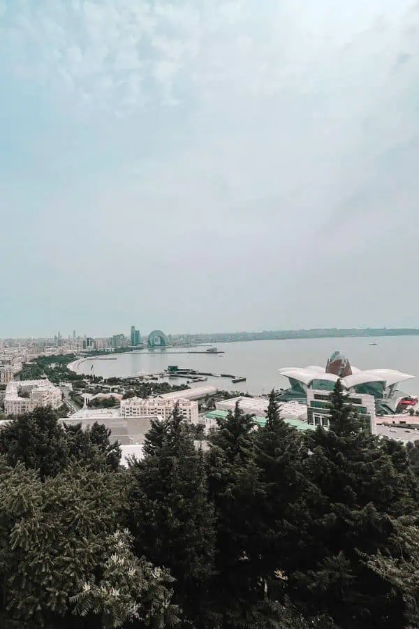 panoramic view city bay upland park highland baku