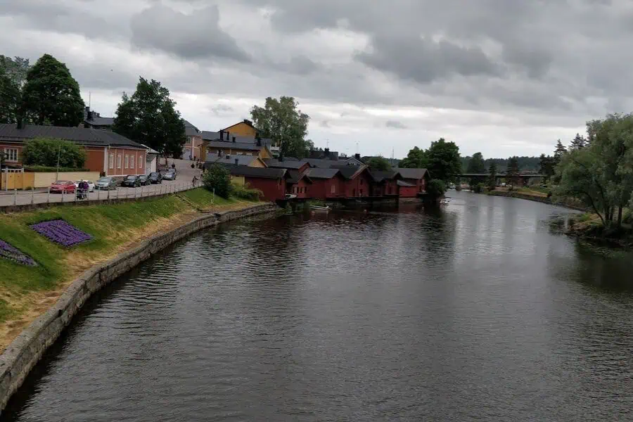 red-ochre warehouses porvoo river