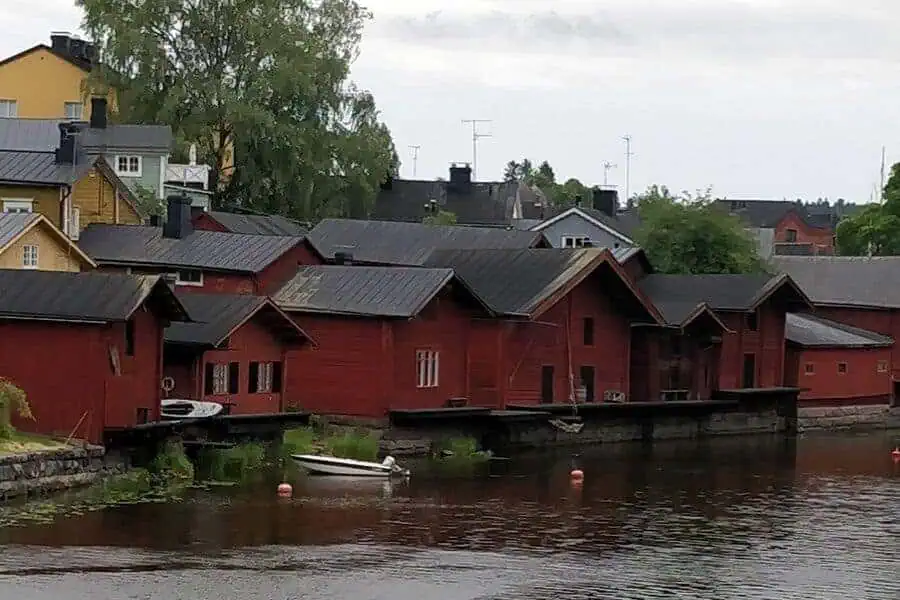 riverside red wooden houses