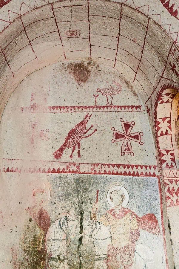 saint george and saint theodore on white harnessed horses chapel of saint barbara goreme museum