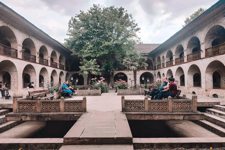 shaki caravanserai sheki courtyard