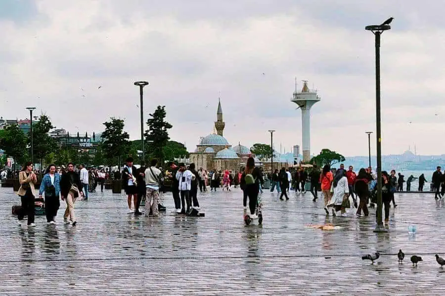 shemsi ahmet mosque directly on uskudar waterfront brimming with people