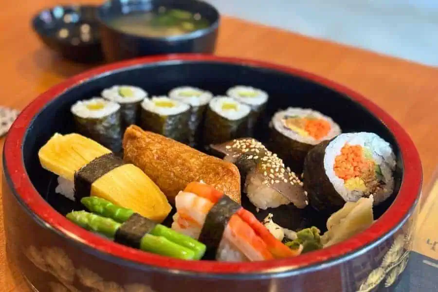 assorted sushi platter at veg japan restaurant in bangkok