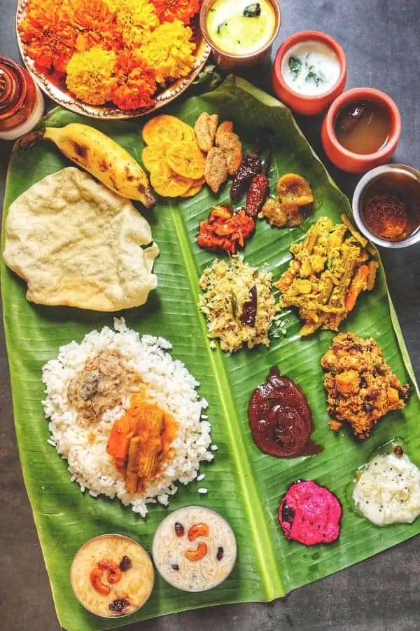 traditional onam sadhya kerala india