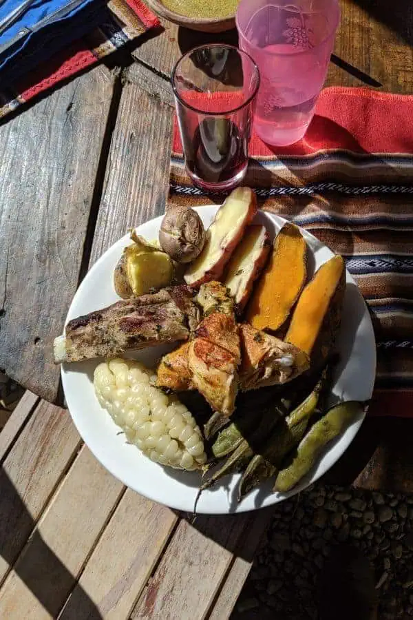 traditional pachamama meal ollantaytambo peru