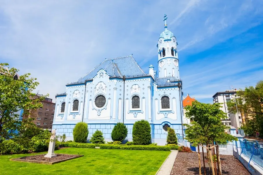 Blue church in Bratislava Slovakia day trips from Vienna