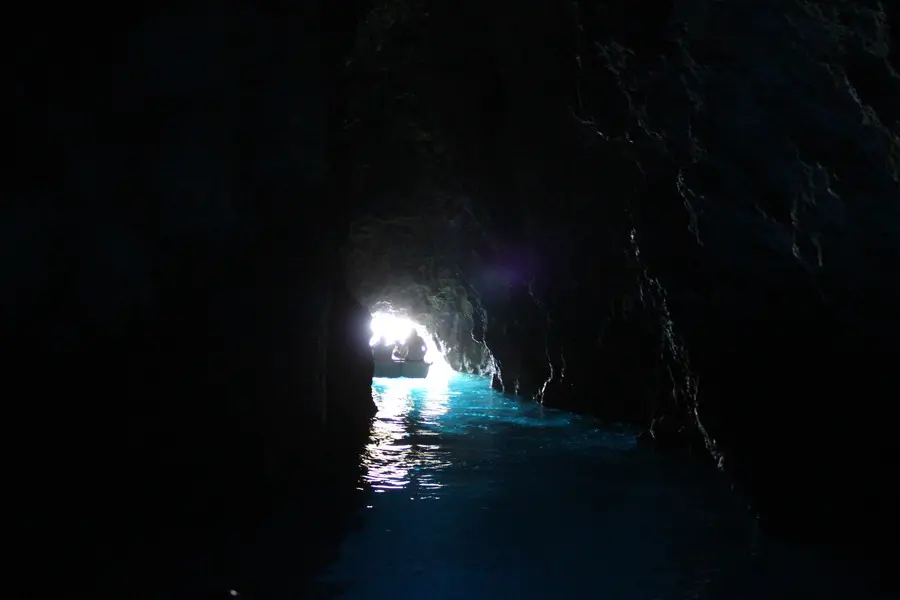 The entrance to the Blue Cave in Croatia