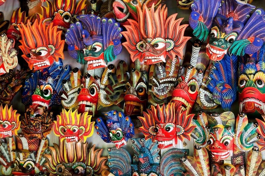 Demon masks as souvenirs from Sri Lanka