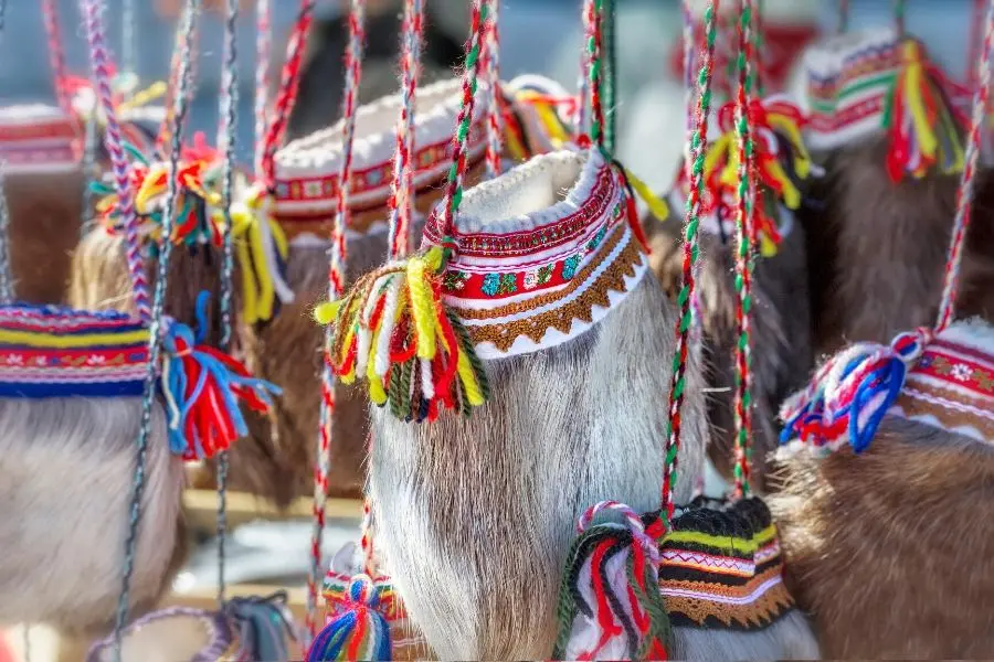 ethnographic sami bag made of deer fur norway