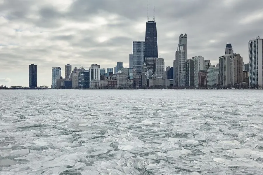 Chicago skyline in winter