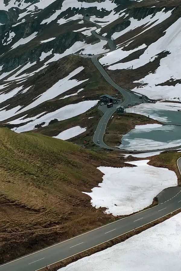 grossglockner high alpine road covered in snow in june