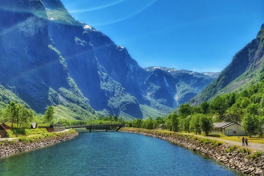 A village of Gudvangen and Naerofjord