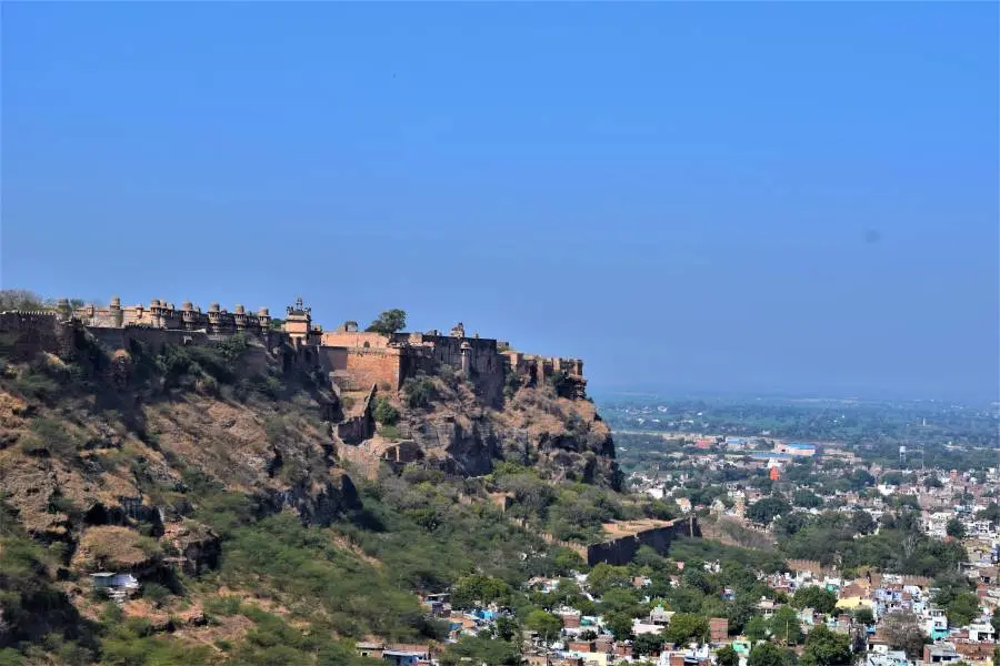 The picturesque view of Gwalior fort and city from Sas bahu Temple