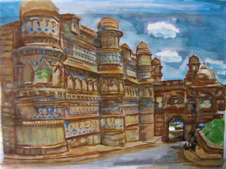 man mandir palace gwalior fort painting by vikram singh
