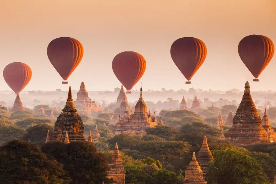india to myanmar road trip hot air balloons in bagan