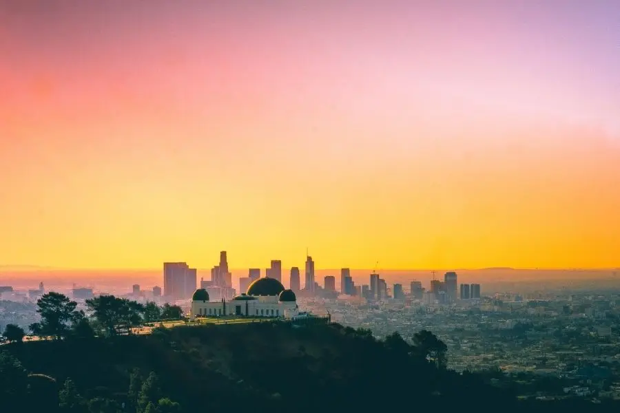 los angeles skyline as seen from mount hollowood road trips from las vegas day trips