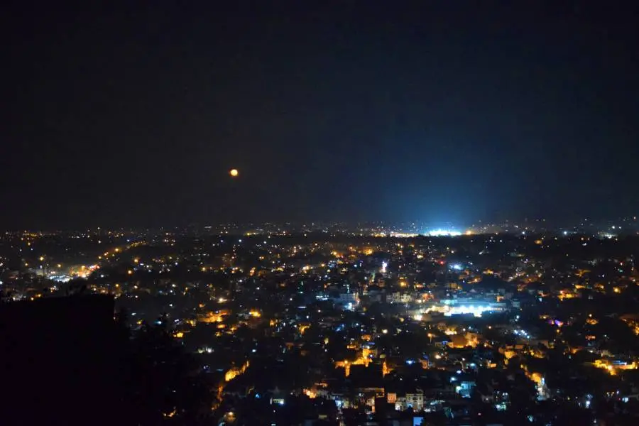 View of Gwalior City at night from Man Mandir Palace in Gwalior Fort