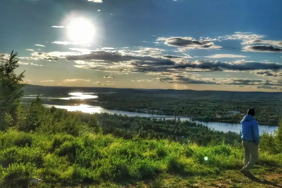 trip to lapland in summer nightless night Ounasvaara midnight sun
