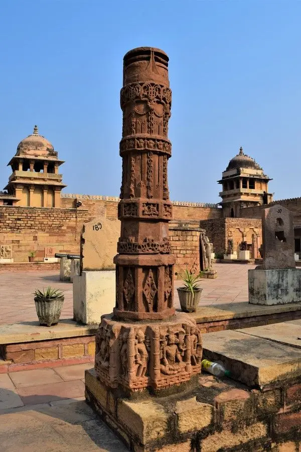 Carved pillars open courtyard gallery gujari mahal