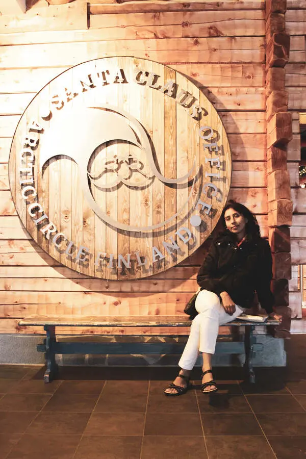 me posing at santa office rovaniemi finland