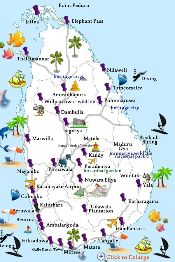 Map Sri Lanka Travel