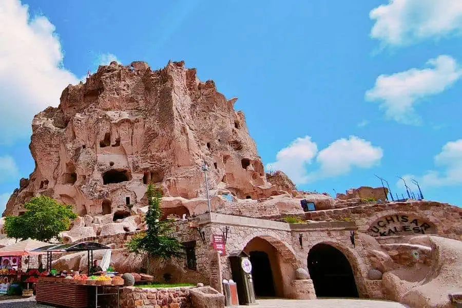 uchisar castle in cappadocia turkey