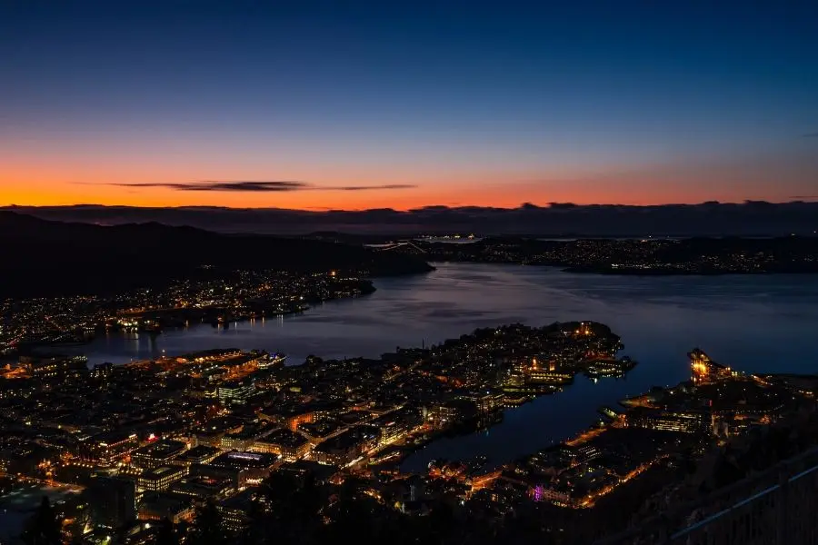 View from Mount Fløyen Bergen Norway