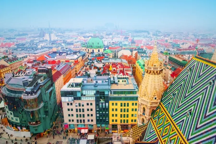 view over vienna from the south tower st stephens cathedral