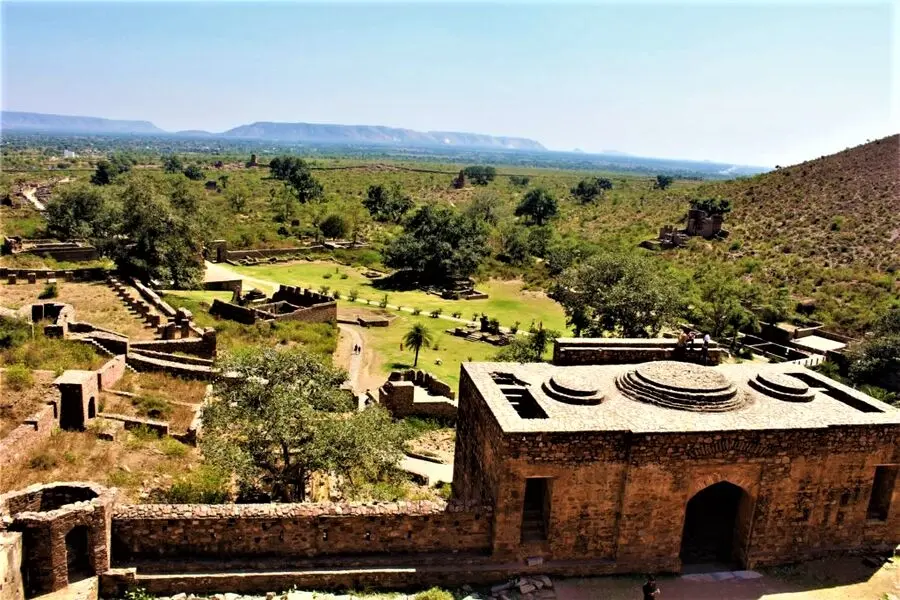 view from the top of bhangarh fort