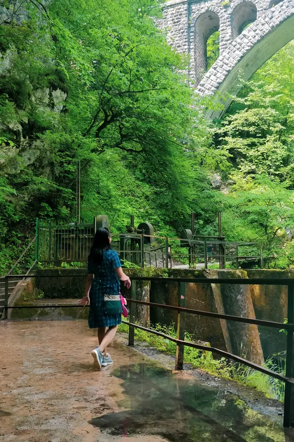muddy path beneath the bohinj railway bridge near the dam