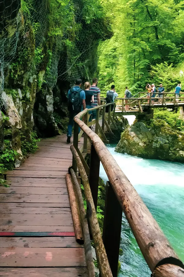 wooden walkways along radovna river soteska vintgar bled