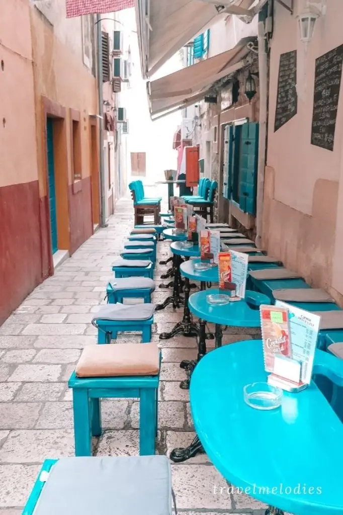 zadar streets lined with restaurants