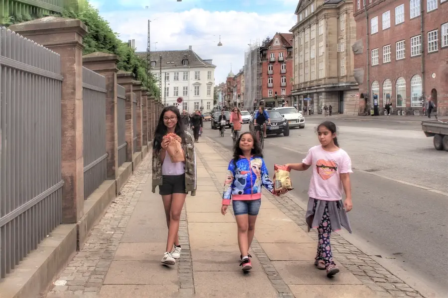 kids having fun on the streets of Copenhagen