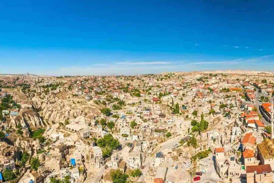 view from ortahisar town from ortahisar castle cappadocia